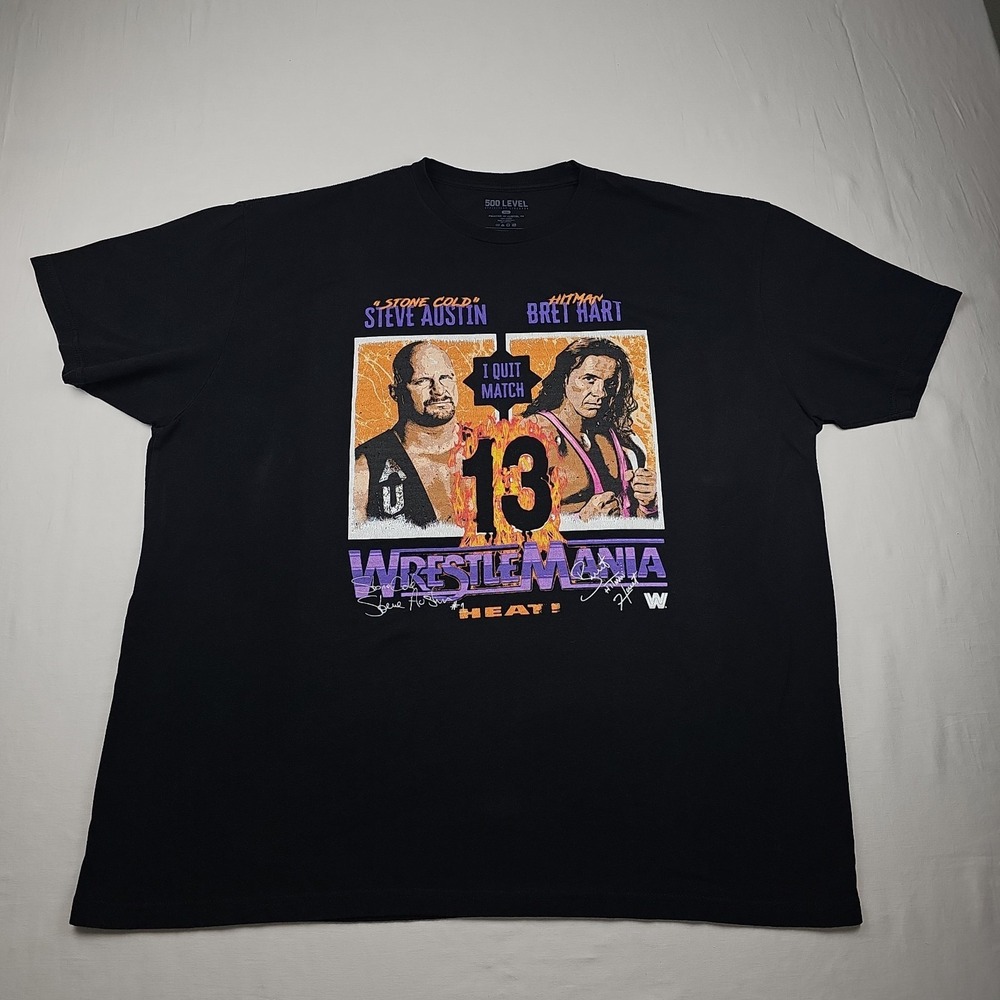 Men's T-shirt Bret Hart vs Steve Austin Wrestlemania 13 Black Size 3XL